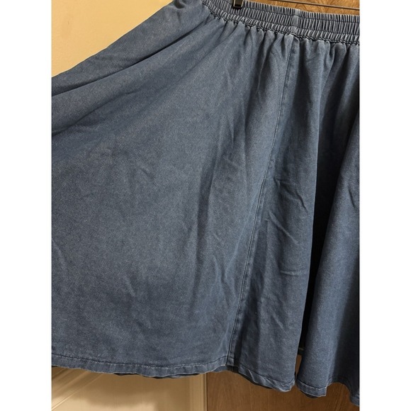 SHEIN Women's Blue Midi Denim Jean Skirt Elastic Waist Pockets Fit & Flare 3XL - Picture 3 of 10